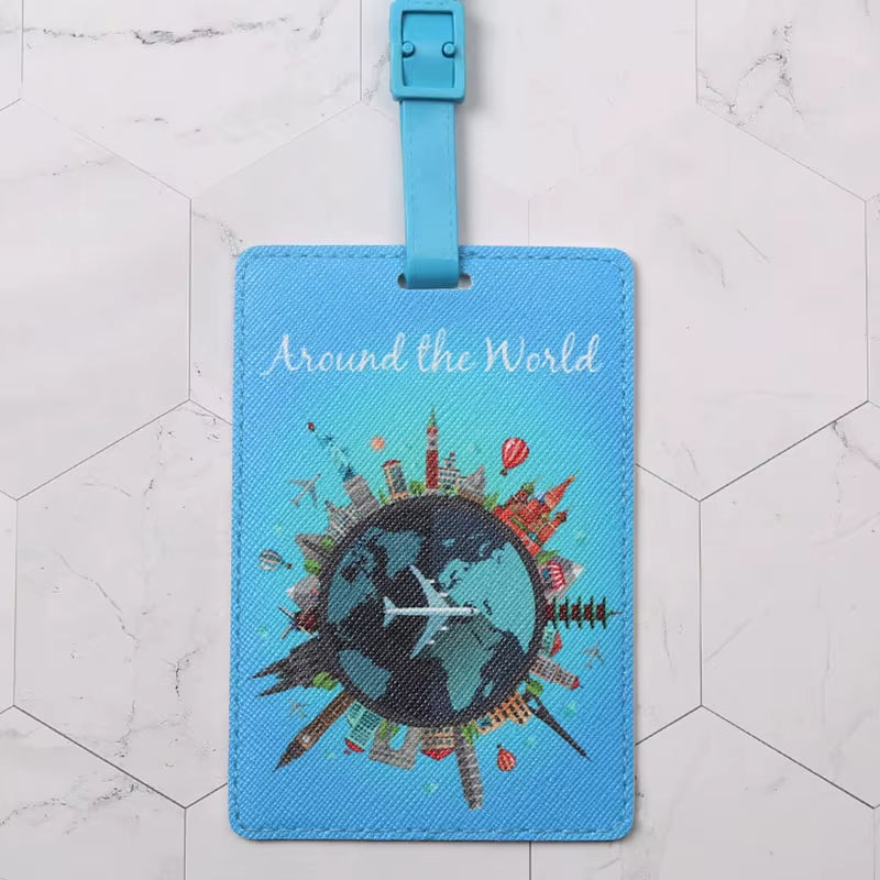 Creative World Map High Quality Travel Accessories Luggage Tag PU Suitcase ID Addres Holder Baggage Boarding Tag Portable Label