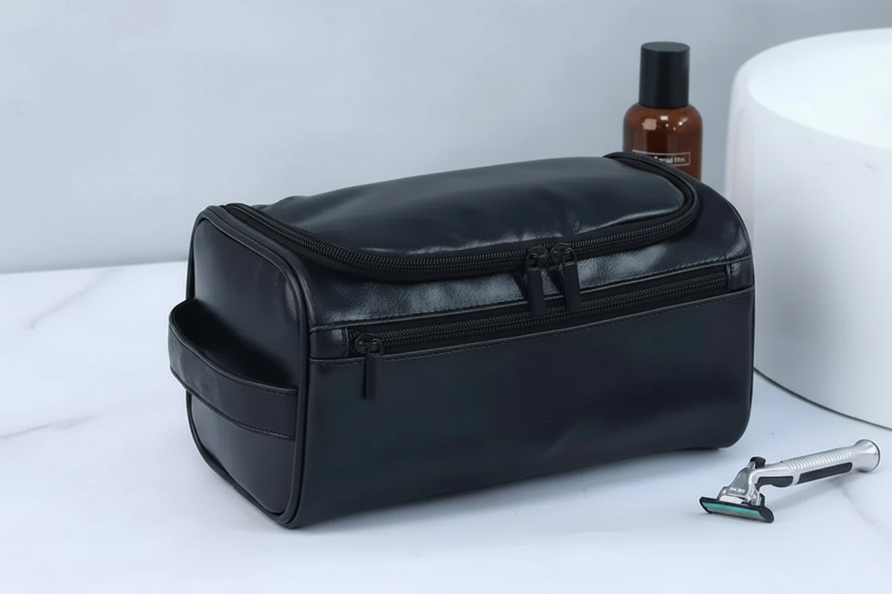 Leather Toiletry Bag for Men Women Dopp Kit Mens Hanging Toiletry Bag Travel Toiletry Bag for Traveling Large Cosmetic Bag for T
