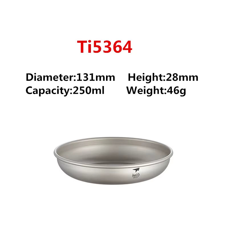 Keith Titanium Plate Sets Camping Titanium Dishes Saucer Outdoor Tableware Cutlery Camping Hiking Travel Plates Ti5371