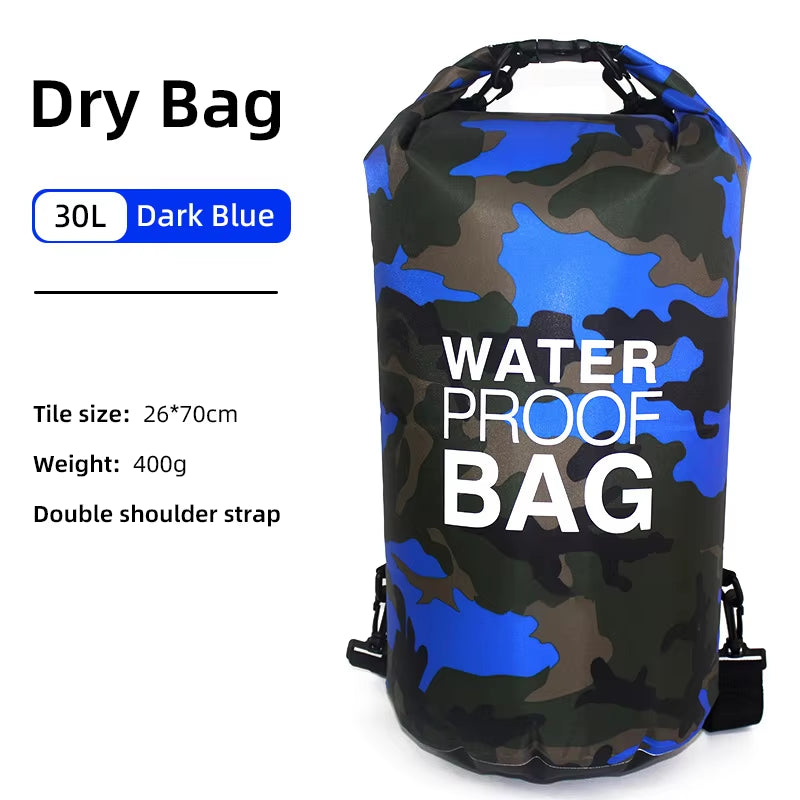 30L 15L Waterproof Dry Bags with Wet Separation Pocket Backpack for Kayaking Boating Swimming Outdoor Sports Bag XAZ9
