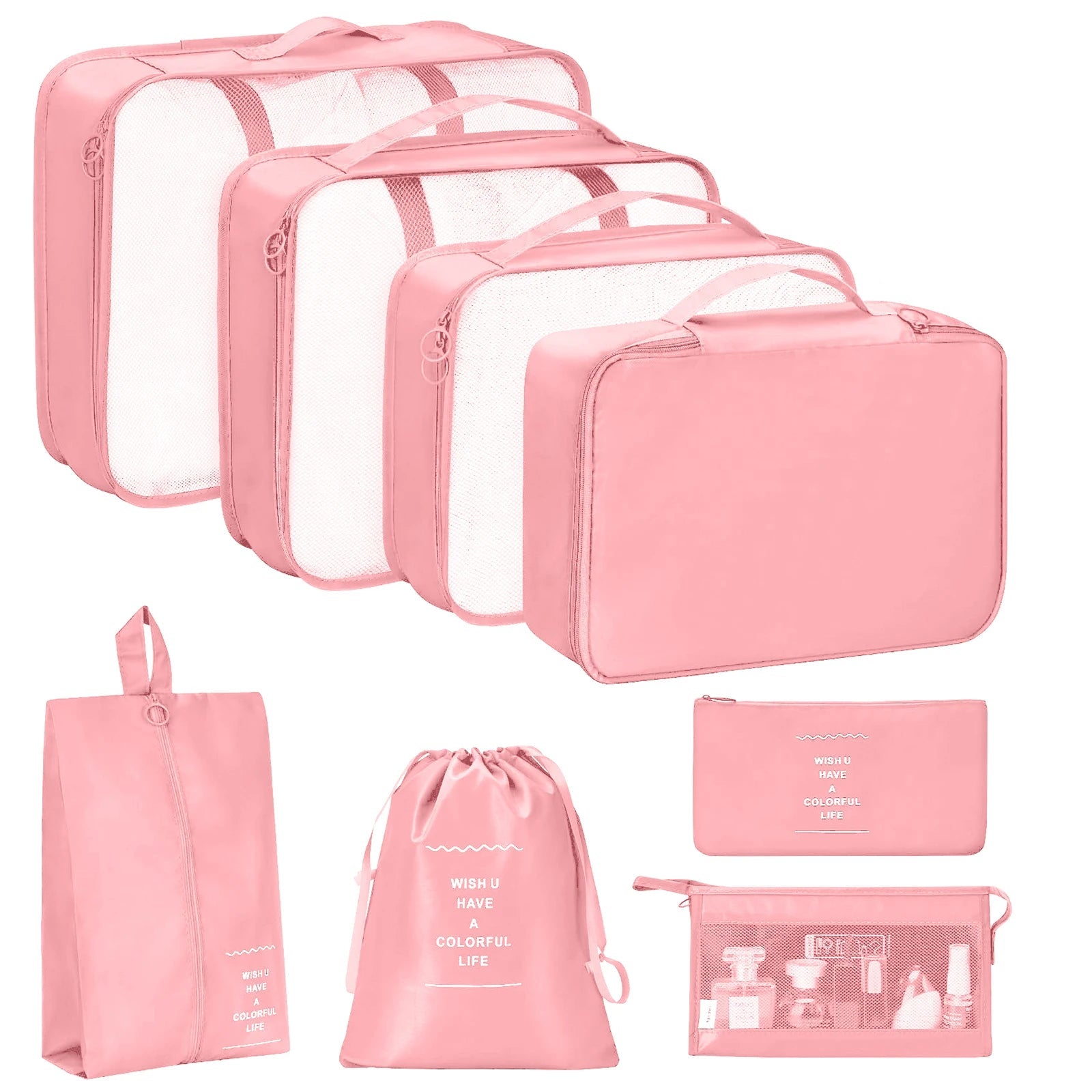 7 Pcs/Set Travel Organizer Storage Bags Suitcase Packing Cubes Set Cases Portable Luggage Clothes Shoe Tidy Pouch Folding.-Zmt