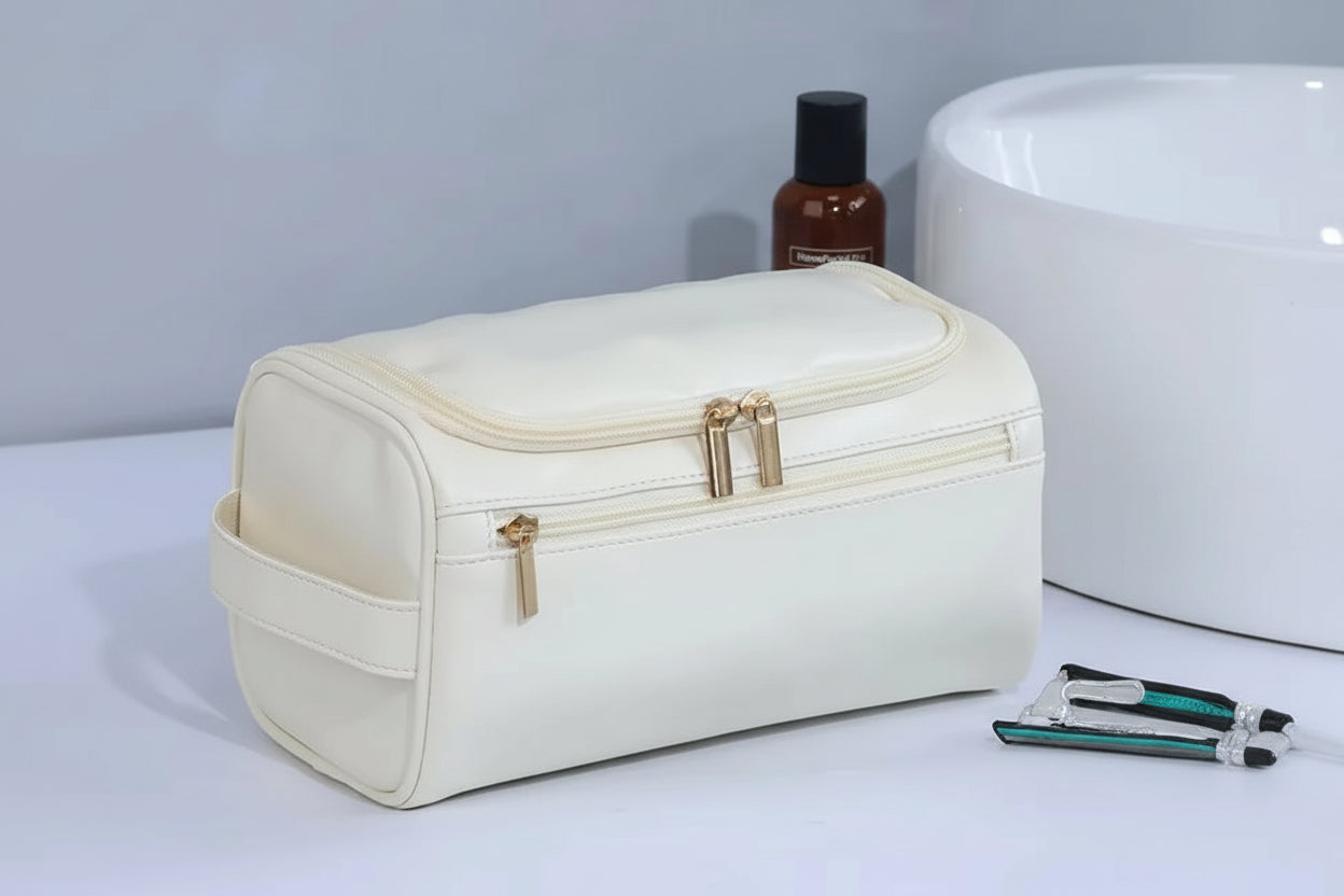 Leather Toiletry Bag for Men Women Dopp Kit Mens Hanging Toiletry Bag Travel Toiletry Bag for Traveling Large Cosmetic Bag for T