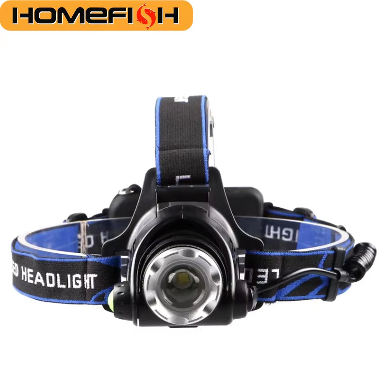 Powerful LED Headlamp Telescopic Zoomable Head Torch Outdoor Waterproof Rechargeable Fishing Camping Portable Headlight
