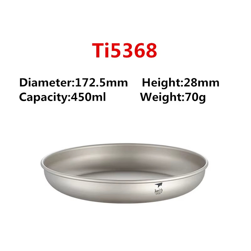 Keith Titanium Plate Sets Camping Titanium Dishes Saucer Outdoor Tableware Cutlery Camping Hiking Travel Plates Ti5371