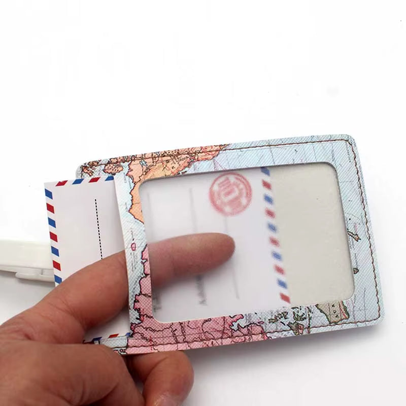 Creative World Map High Quality Travel Accessories Luggage Tag PU Suitcase ID Addres Holder Baggage Boarding Tag Portable Label