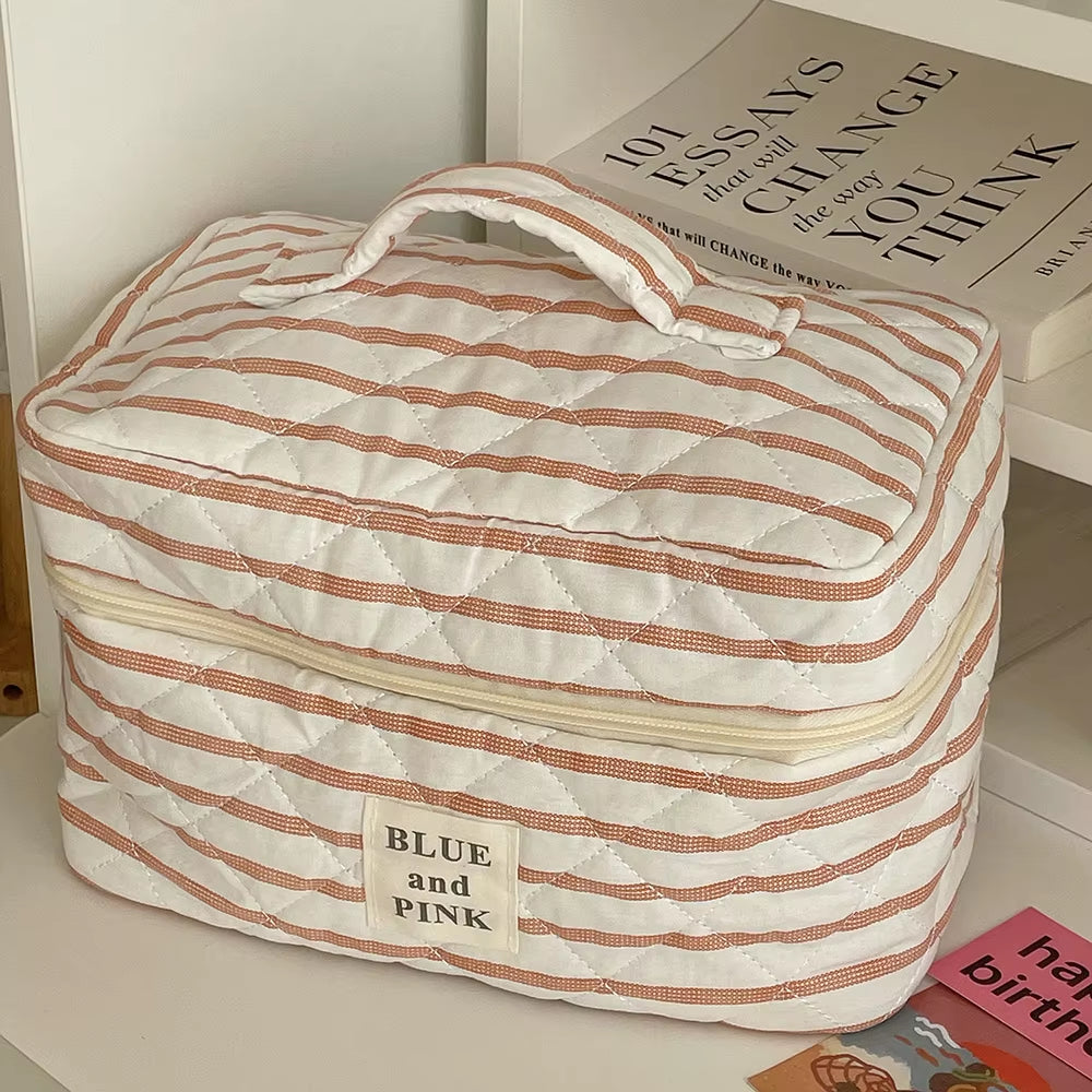 New Women Makeup Quilted Bag Ladies Tote Travel Organizer Cosmetic Storage Pouch Handbag Portable Simple Female Toiletry Bag
