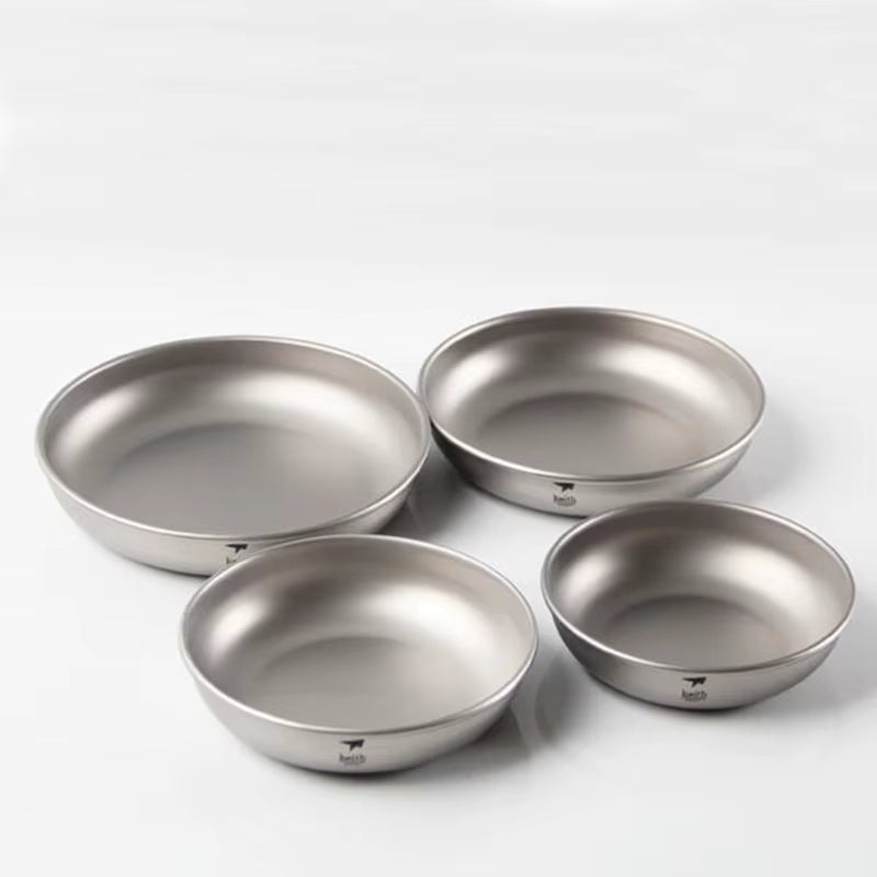 Keith Titanium Plate Sets Camping Titanium Dishes Saucer Outdoor Tableware Cutlery Camping Hiking Travel Plates Ti5371