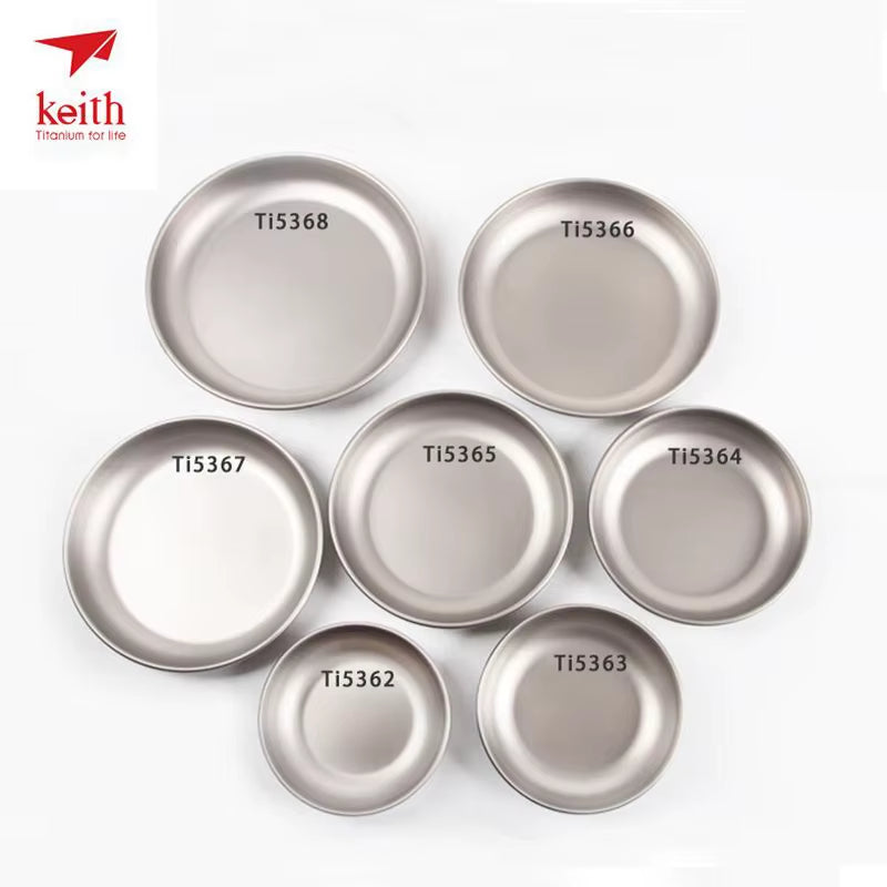 Keith Titanium Plate Sets Camping Titanium Dishes Saucer Outdoor Tableware Cutlery Camping Hiking Travel Plates Ti5371