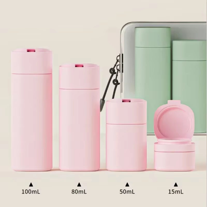 5Pcs Multiple Colors Portable Soft Touch Cream Travel Dispenser Bottles Set Lotion Cleanser Shampoo Bottles Makeup Organizer