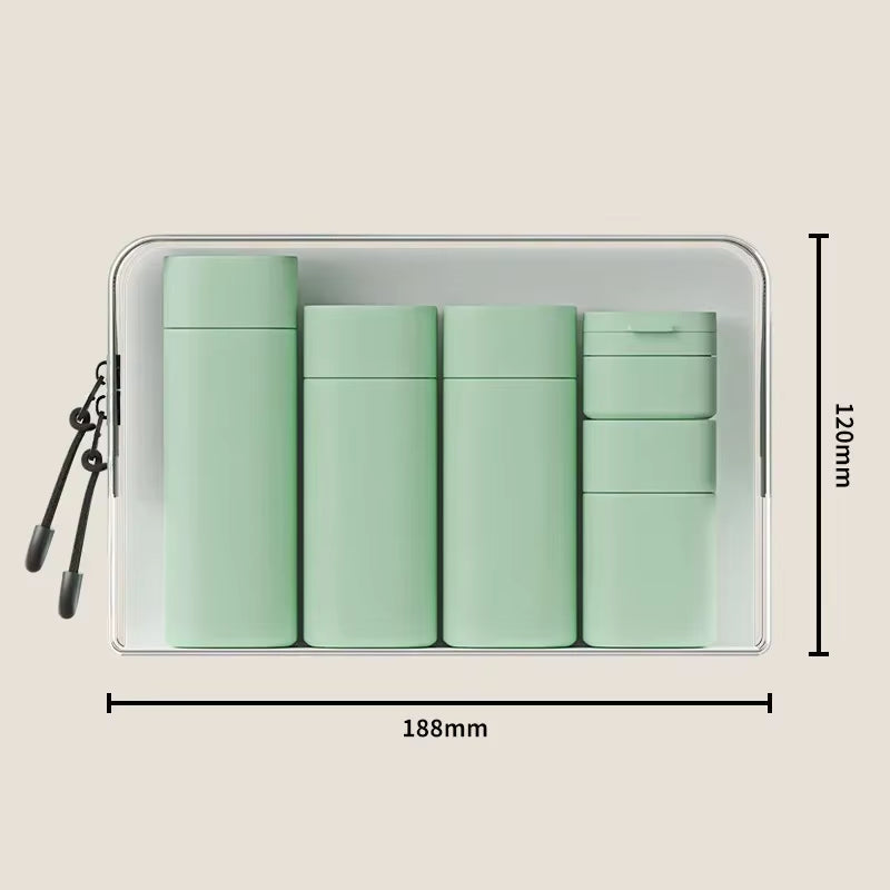 5Pcs Multiple Colors Portable Soft Touch Cream Travel Dispenser Bottles Set Lotion Cleanser Shampoo Bottles Makeup Organizer