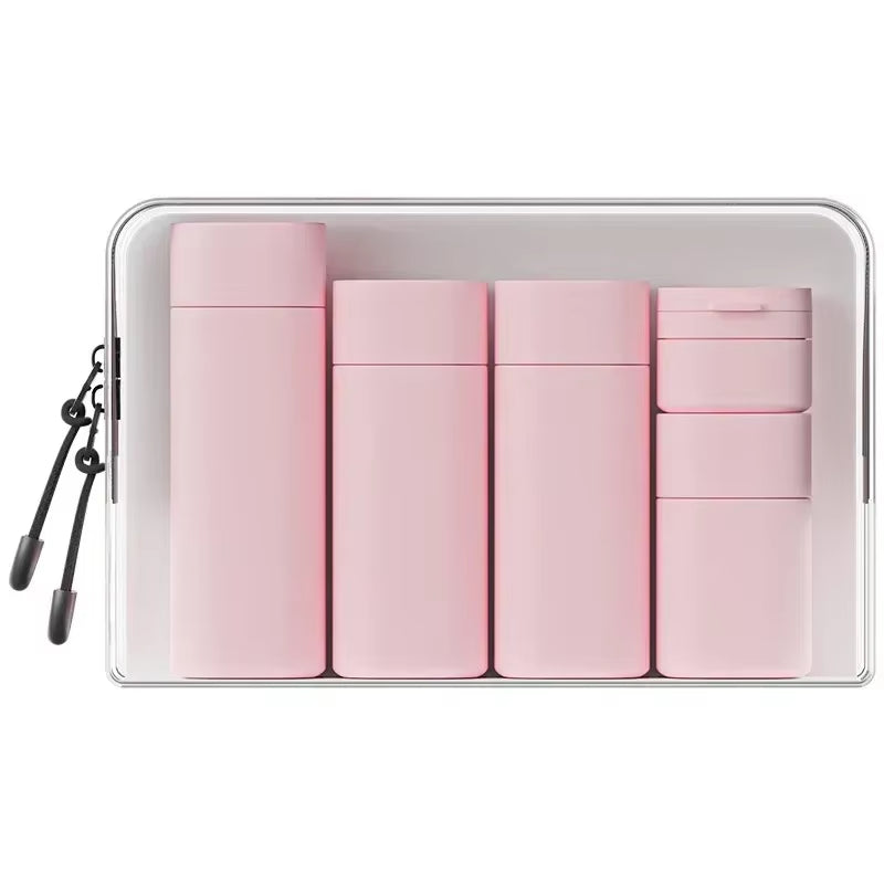 5Pcs Multiple Colors Portable Soft Touch Cream Travel Dispenser Bottles Set Lotion Cleanser Shampoo Bottles Makeup Organizer