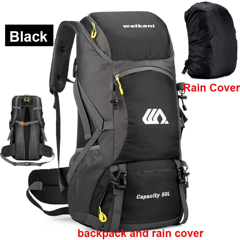 50L Travel Backpack Camping Men Large Hiking Bag Tourist Rucksack Waterproof Outdoor Sports Climbing Mountaineering Bag Luggage