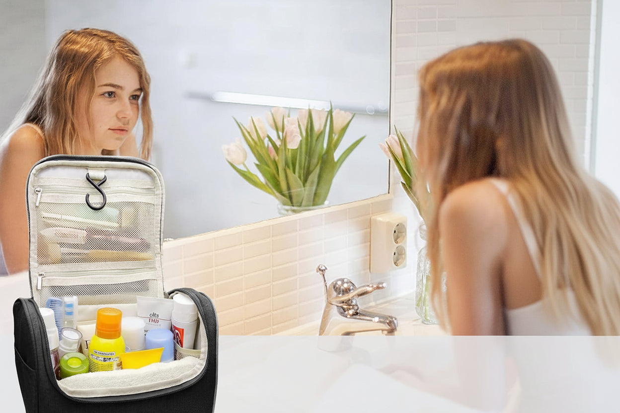 Trousses De Toilette, Vanity Et Trousses À Maquillage Avec Poignée Et Crochet, Sac Organisateur De Voyage, Cadeau Pour Hommes Et Femmes, Noir