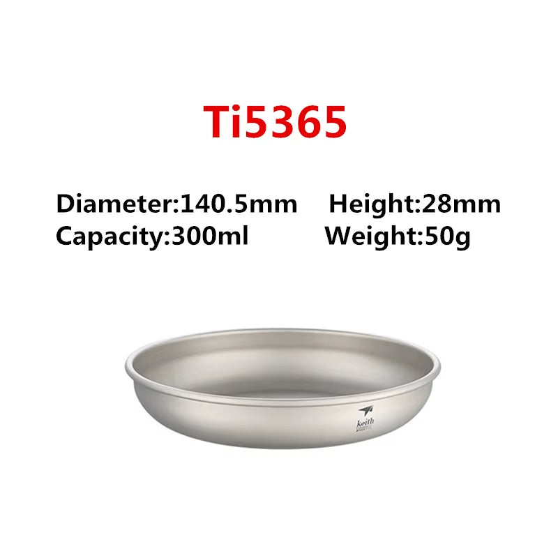 Keith Titanium Plate Sets Camping Titanium Dishes Saucer Outdoor Tableware Cutlery Camping Hiking Travel Plates Ti5371