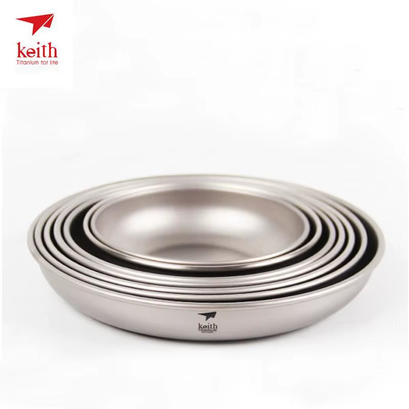 Keith Titanium Plate Sets Camping Titanium Dishes Saucer Outdoor Tableware Cutlery Camping Hiking Travel Plates Ti5371