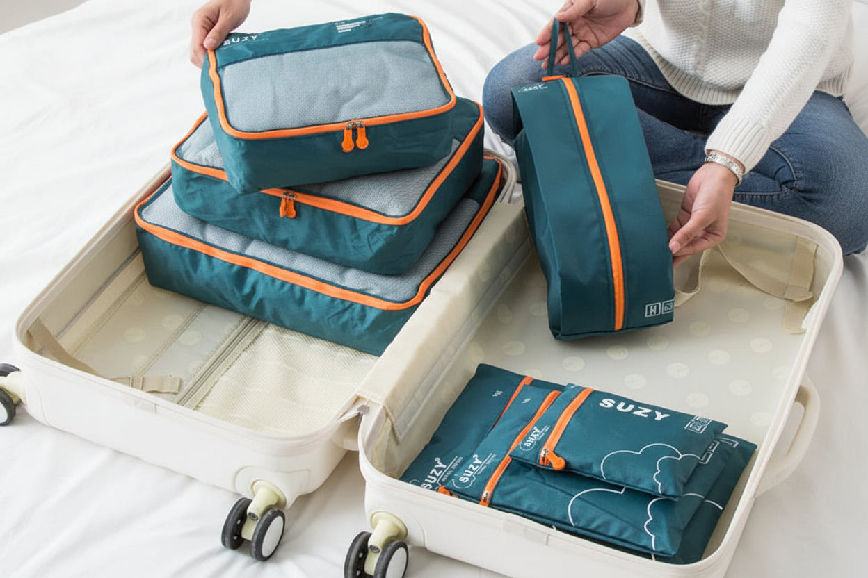 6/7 Pieces Set Travel Storage Bags Waterproof Travel Organizer Portable Luggage Organizer Clothes Shoe Tidy Pouch Packing Set