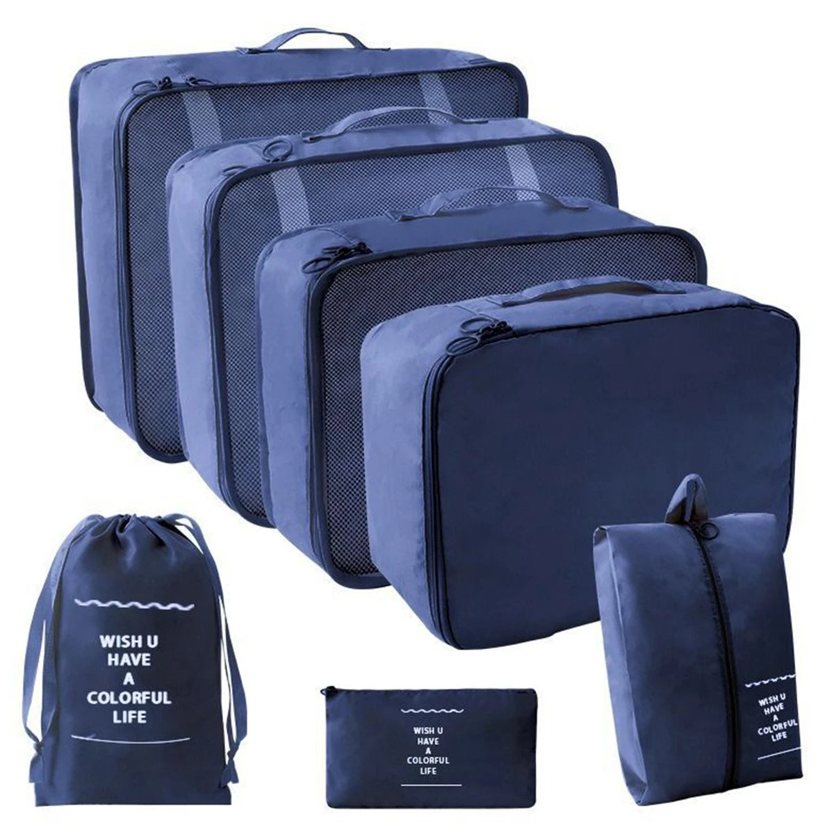 7 Pcs/Set Travel Organizer Storage Bags Suitcase Packing Cubes Set Cases Portable Luggage Clothes Shoe Tidy Pouch Folding.-Zmt