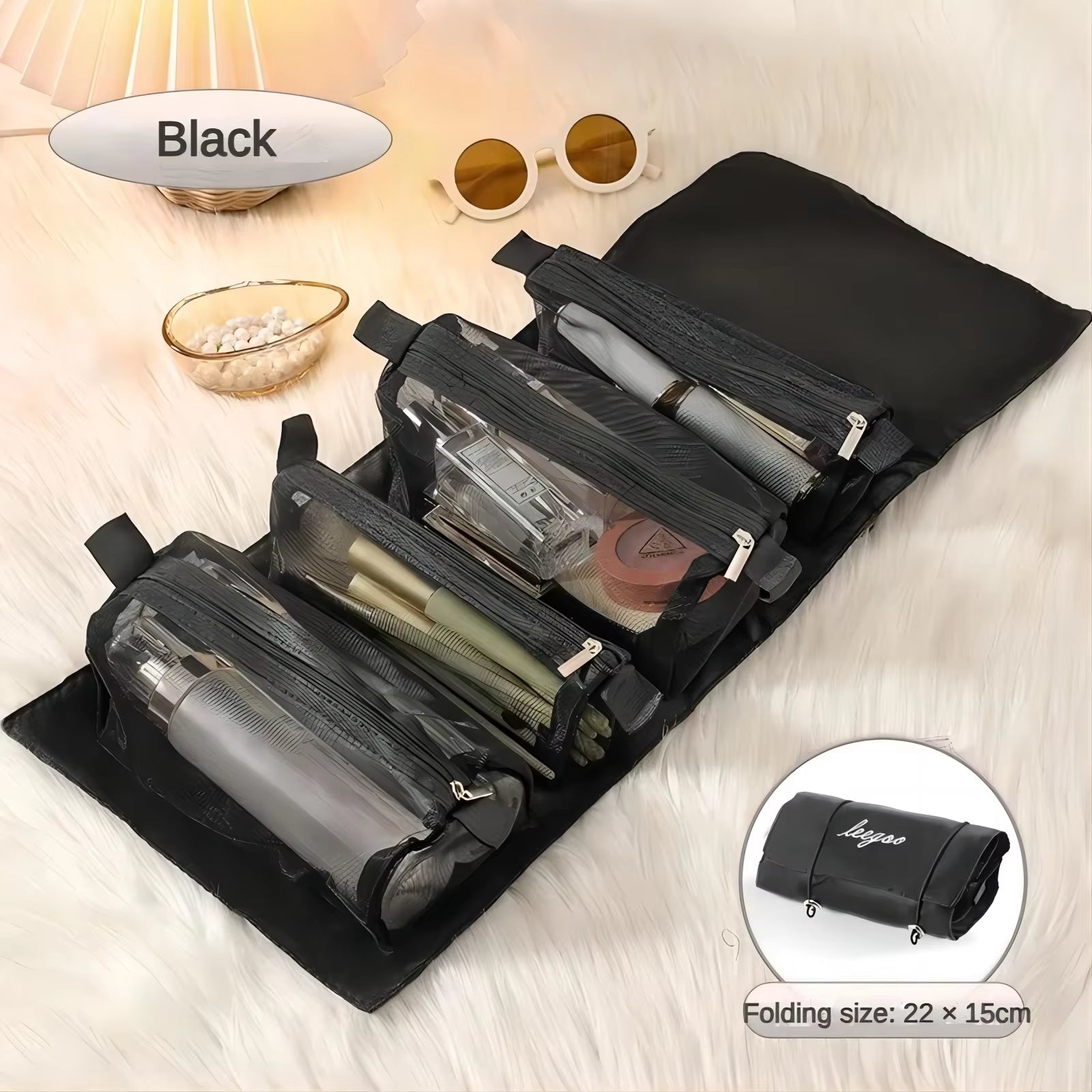 Detachable4 in One Makeup Bag Multifunctional and Minimalist Travel WOMEN'S Foldable Travel Cosmetics Storage and Washing Bag