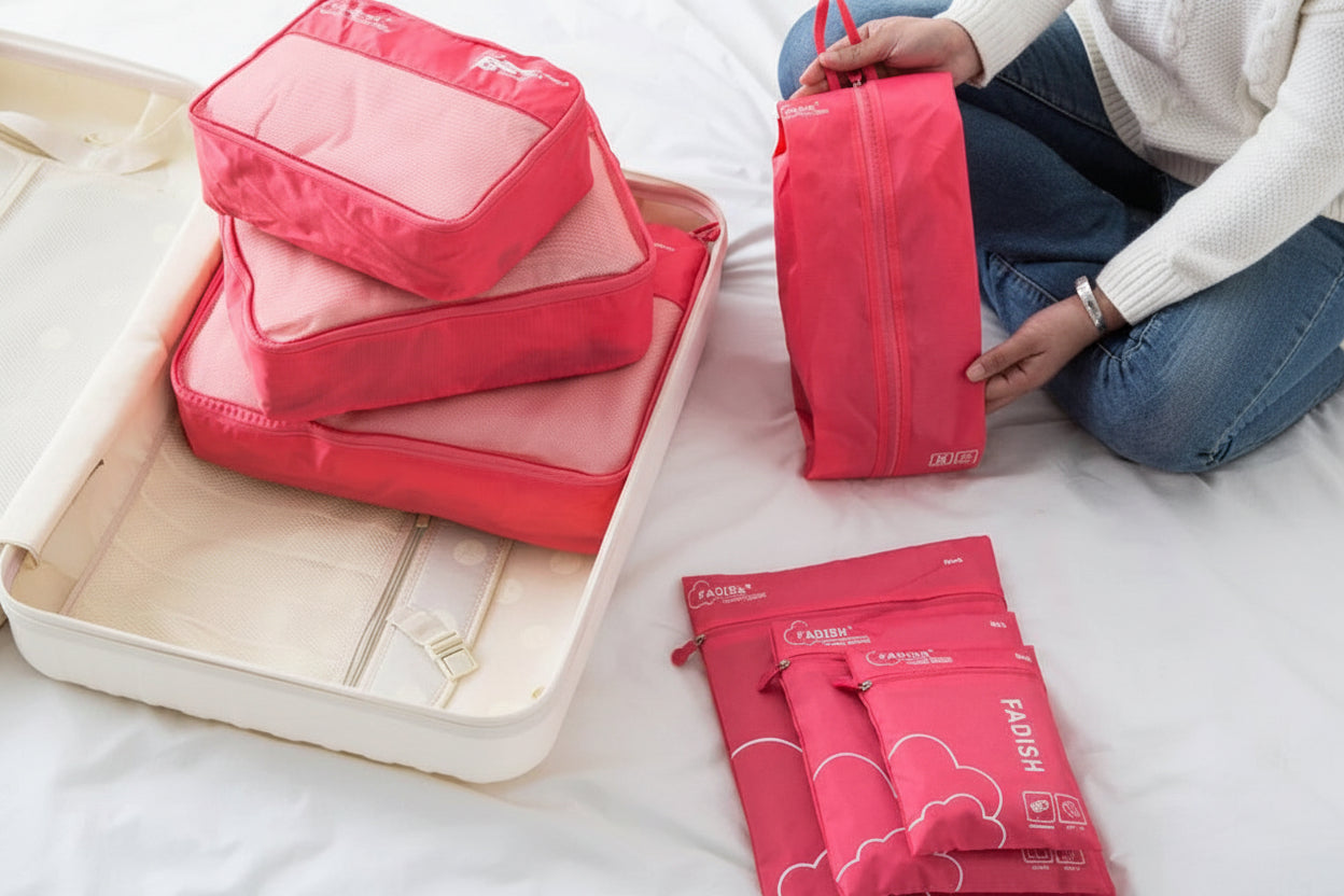 6/7 Pieces Set Travel Storage Bags Waterproof Travel Organizer Portable Luggage Organizer Clothes Shoe Tidy Pouch Packing Set