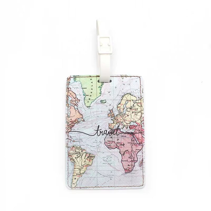Creative World Map High Quality Travel Accessories Luggage Tag PU Suitcase ID Addres Holder Baggage Boarding Tag Portable Label