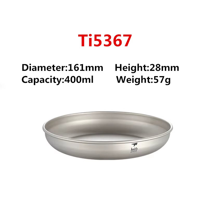 Keith Titanium Plate Sets Camping Titanium Dishes Saucer Outdoor Tableware Cutlery Camping Hiking Travel Plates Ti5371